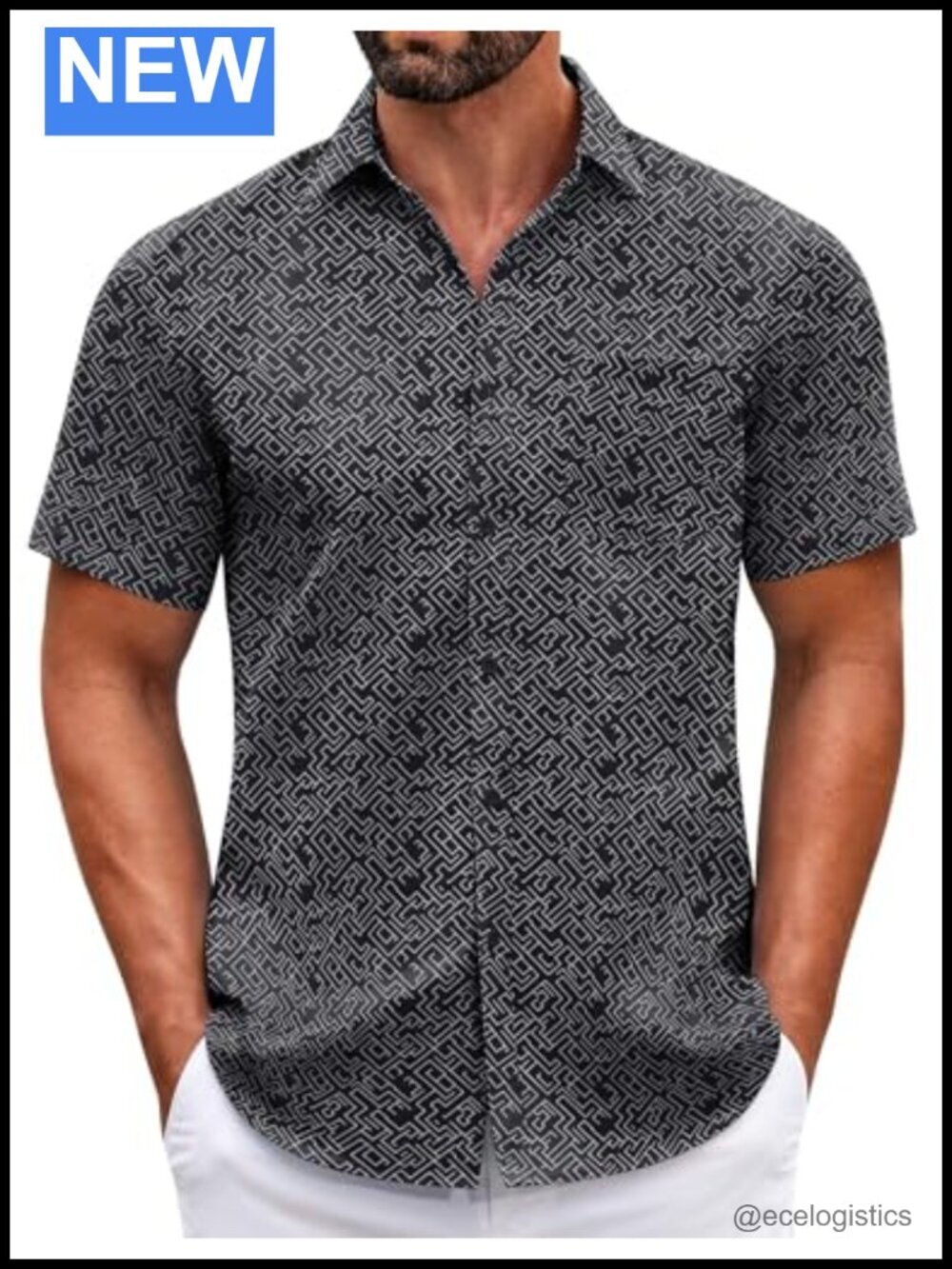 Mens Short Sleeve Casual Button Down Shirt Summer Untucked Dress Shirt with